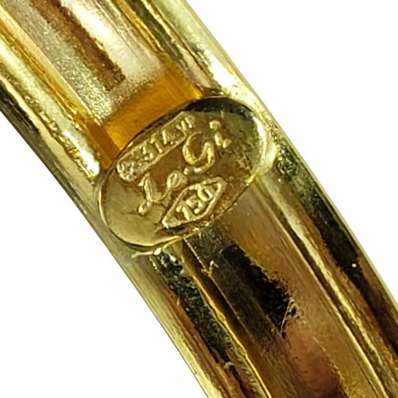 LeGi 18 Karat Yellow Gold Blue and White Cubic Zirconia Hoop Earrings #20281 - Picture 6 of 8